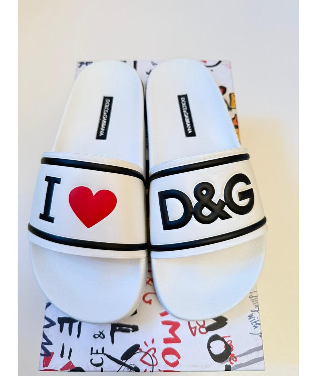 DOLCE&GABBANA Белые шлепанцы, фото 2
