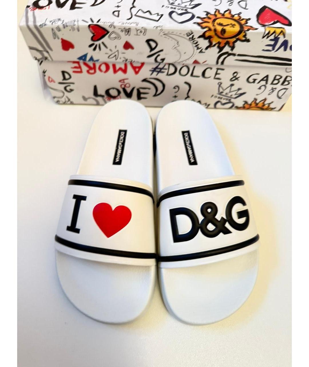 DOLCE&GABBANA Белые шлепанцы, фото 3