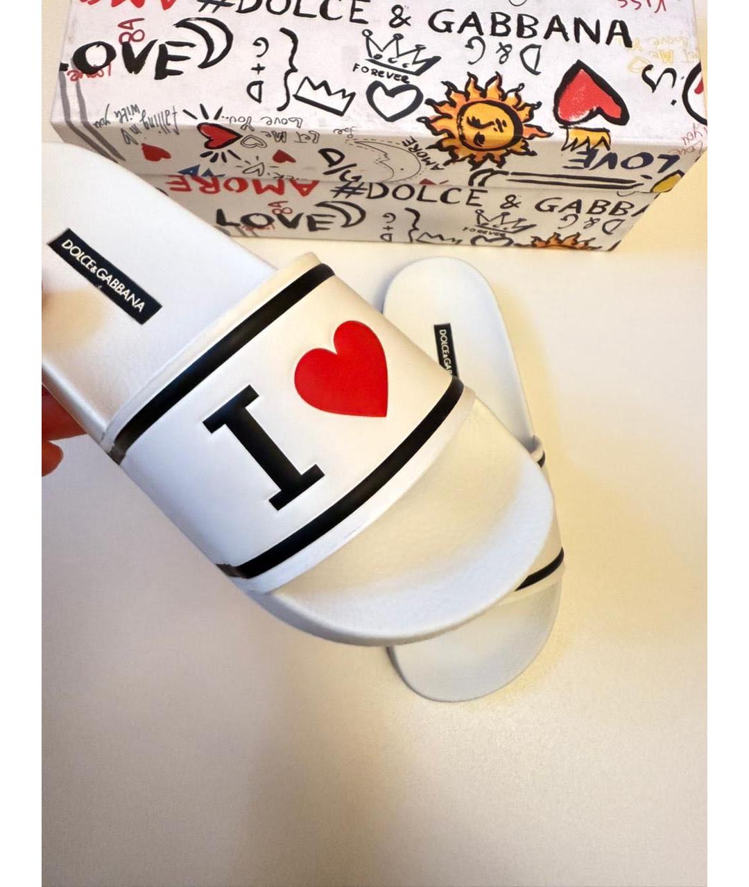 DOLCE&GABBANA Белые шлепанцы, фото 5