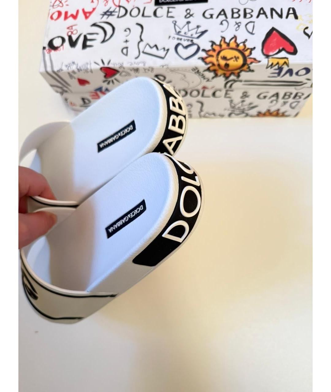 DOLCE&GABBANA Белые шлепанцы, фото 4