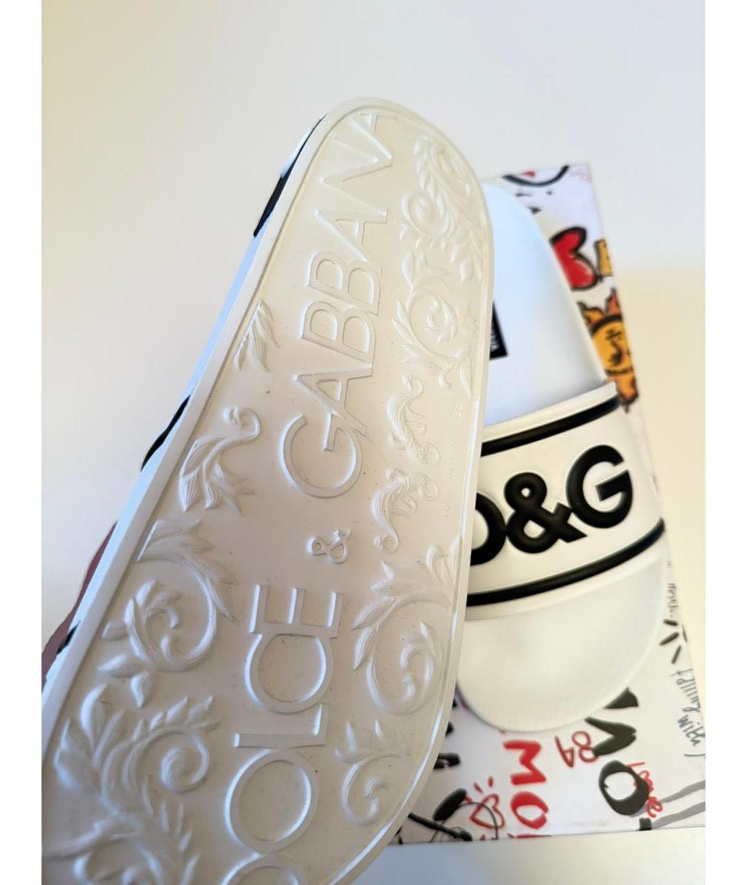 DOLCE&GABBANA Белые шлепанцы, фото 6