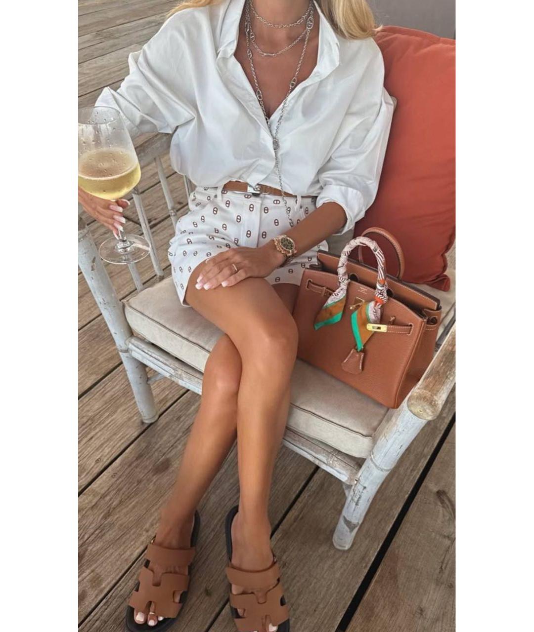 HERMES Белые хлопковые шорты, фото 3