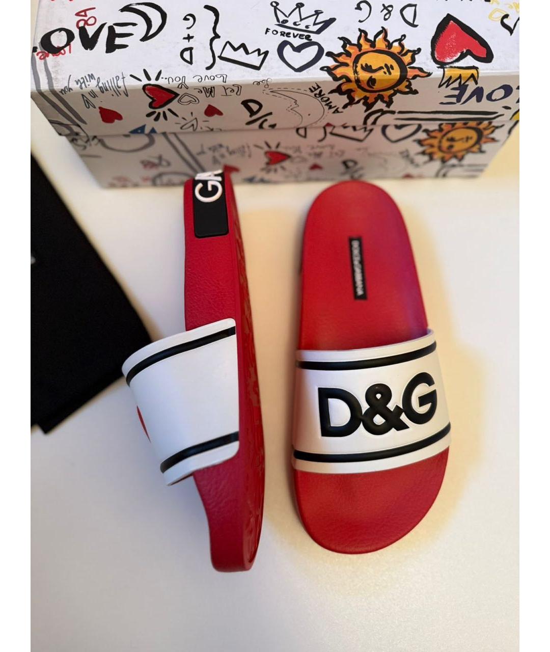 DOLCE&GABBANA Красные резиновые шлепанцы, фото 9