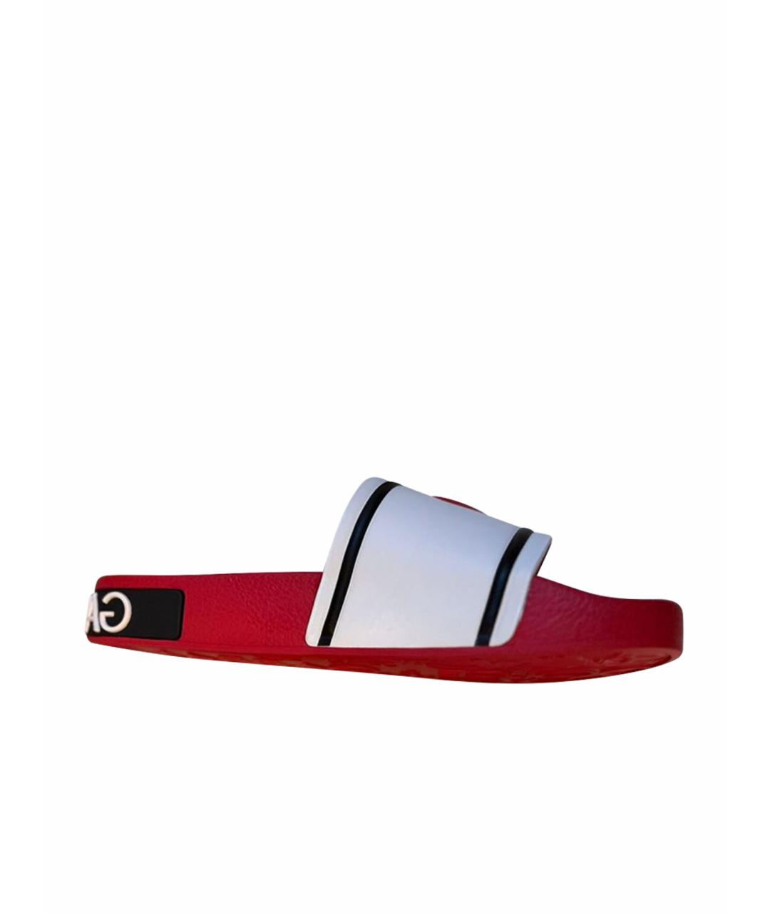 DOLCE&GABBANA Красные резиновые шлепанцы, фото 1