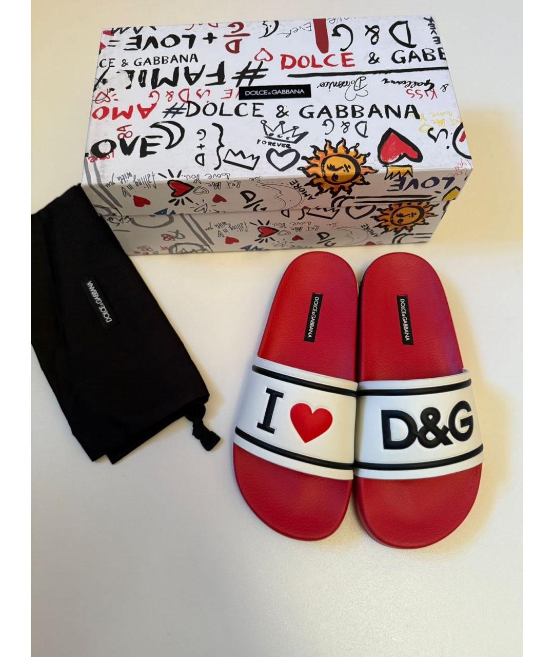 DOLCE&GABBANA Красные резиновые шлепанцы, фото 3