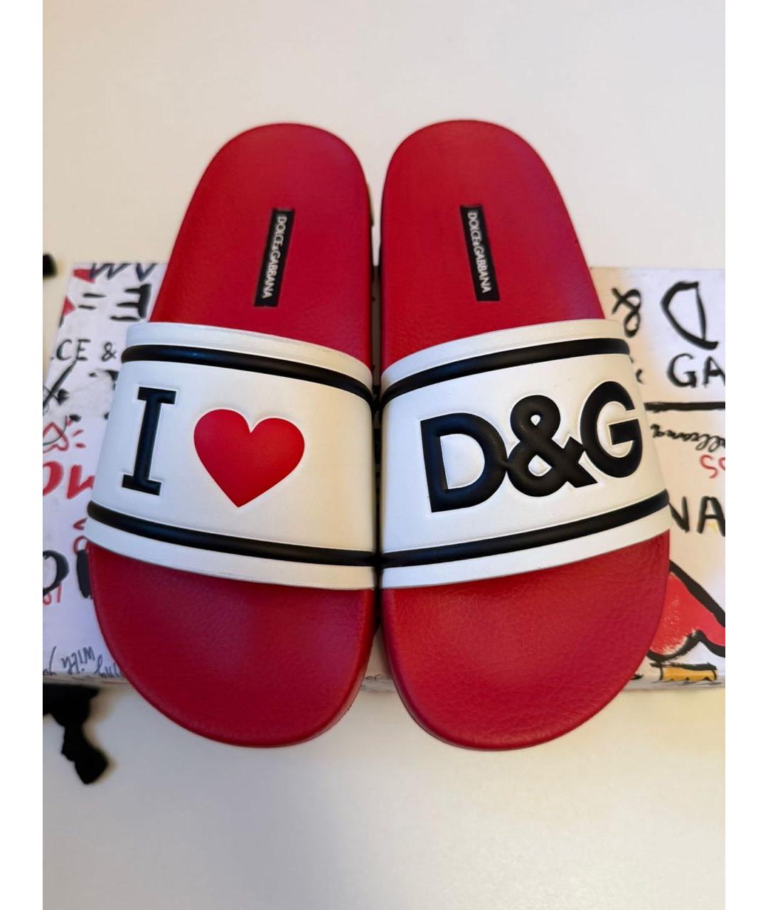 DOLCE&GABBANA Красные резиновые шлепанцы, фото 2