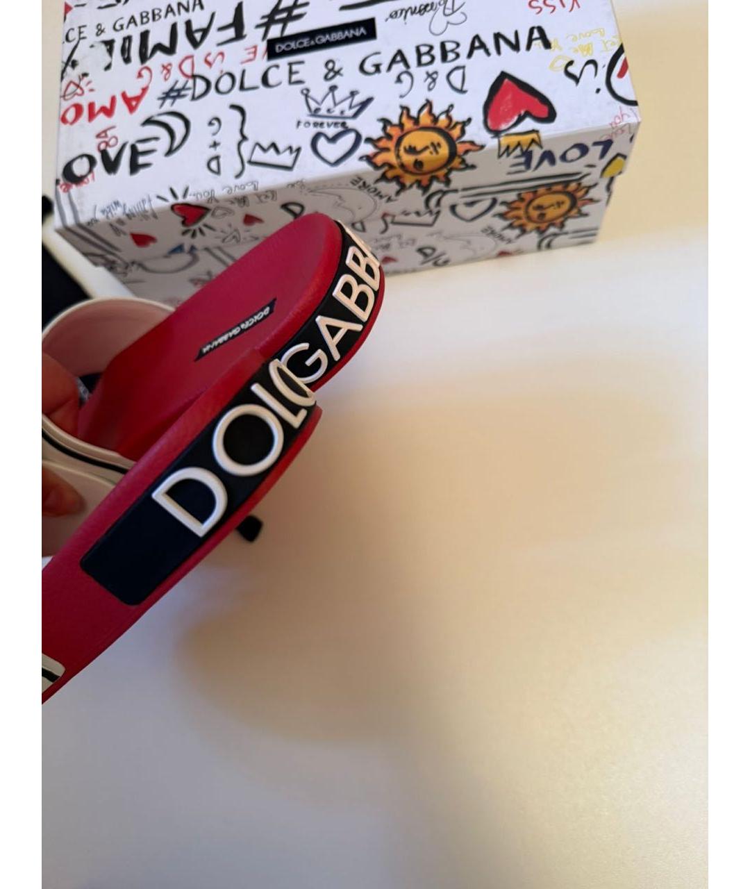 DOLCE&GABBANA Красные резиновые шлепанцы, фото 8