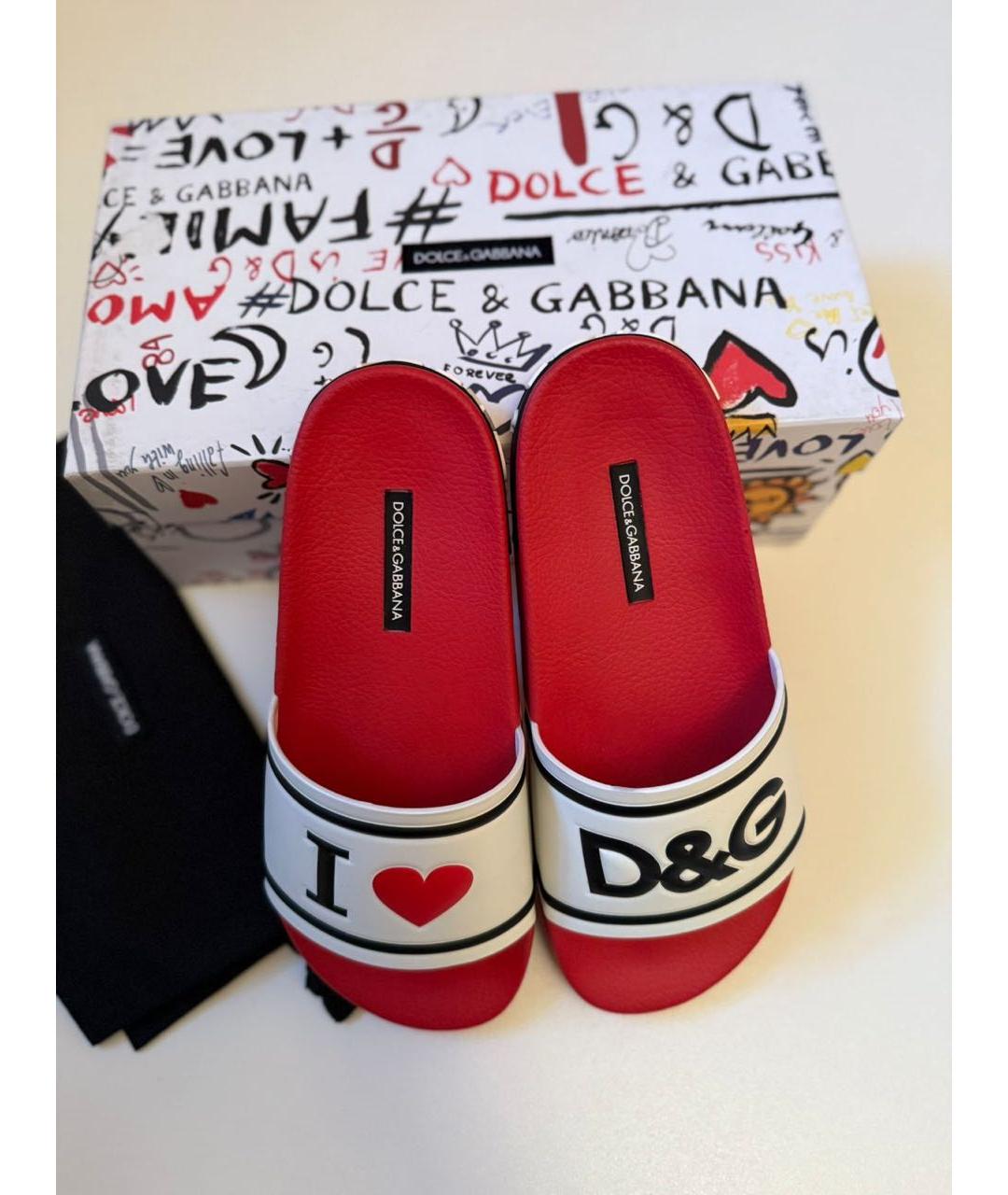 DOLCE&GABBANA Красные резиновые шлепанцы, фото 4