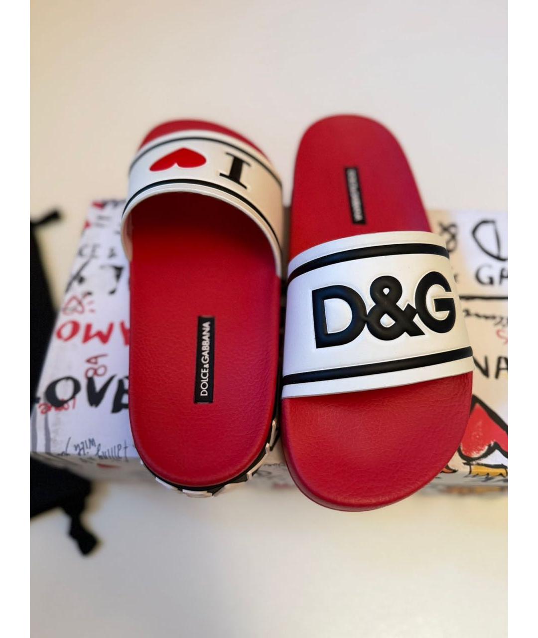 DOLCE&GABBANA Красные резиновые шлепанцы, фото 6