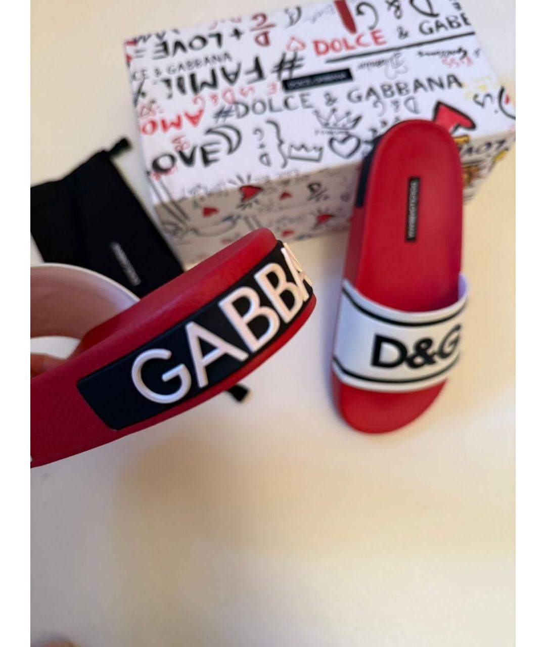 DOLCE&GABBANA Красные резиновые шлепанцы, фото 5