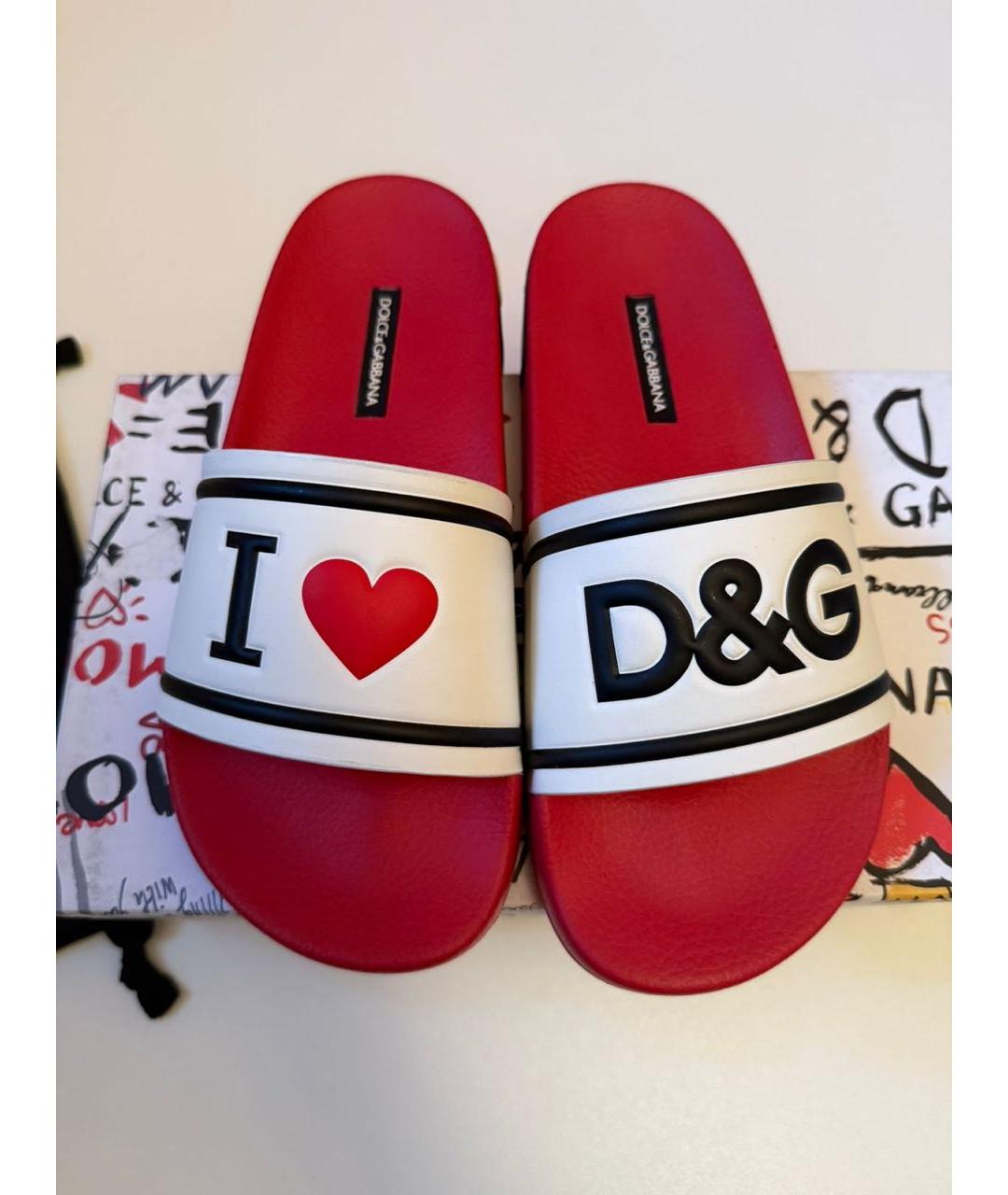 DOLCE&GABBANA Красные резиновые шлепанцы, фото 7
