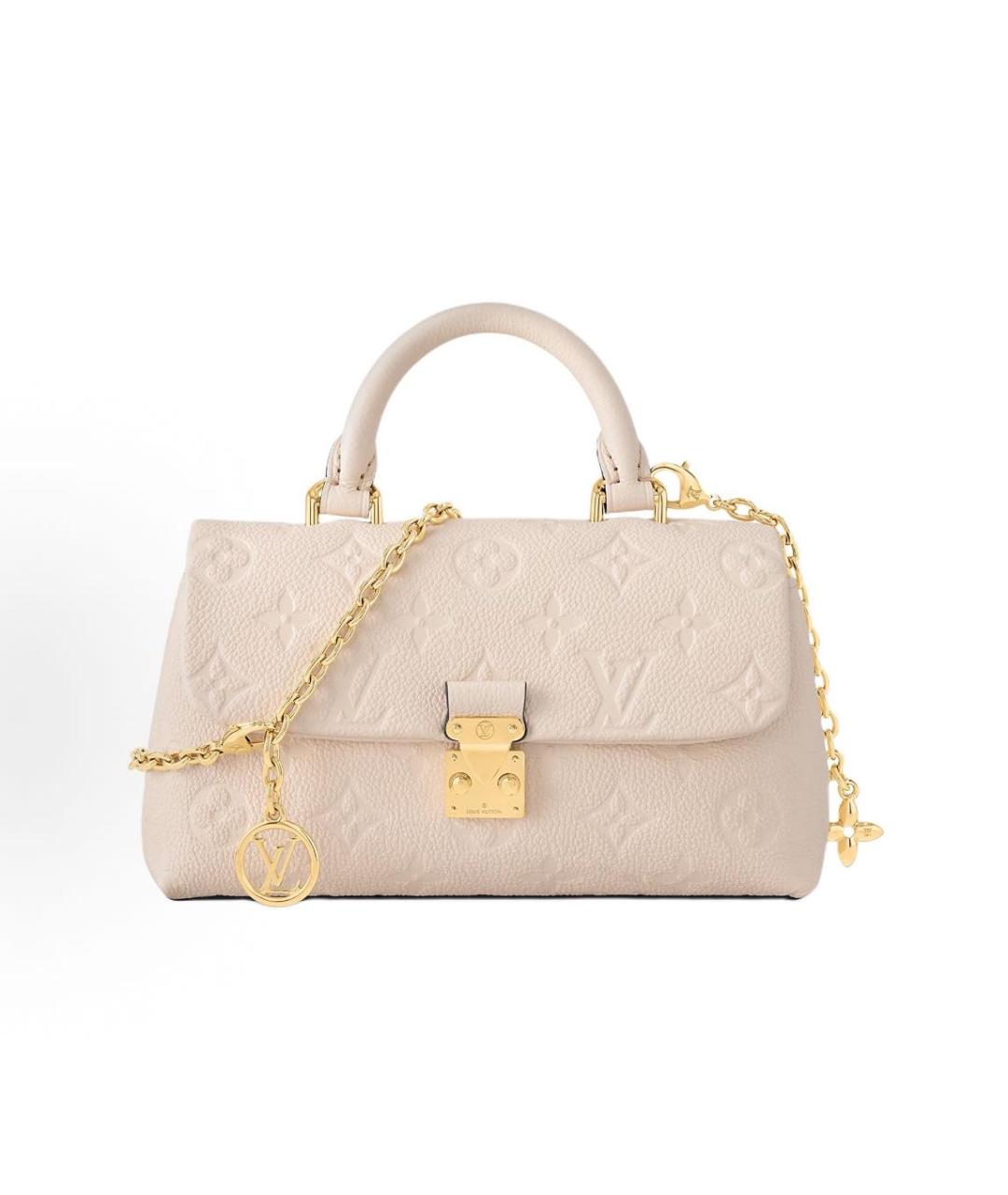 LOUIS VUITTON Бежевая кожаная сумка с короткими ручками, фото 6