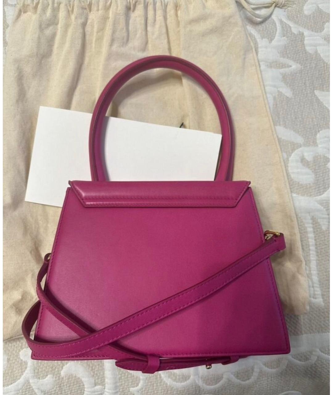 JACQUEMUS Розовая кожаная сумка через плечо, фото 2