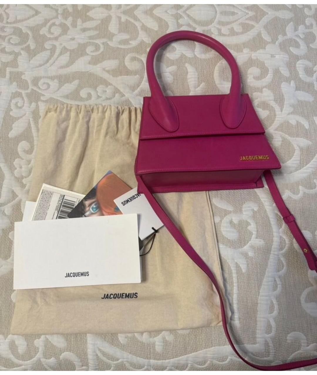 JACQUEMUS Розовая кожаная сумка через плечо, фото 3