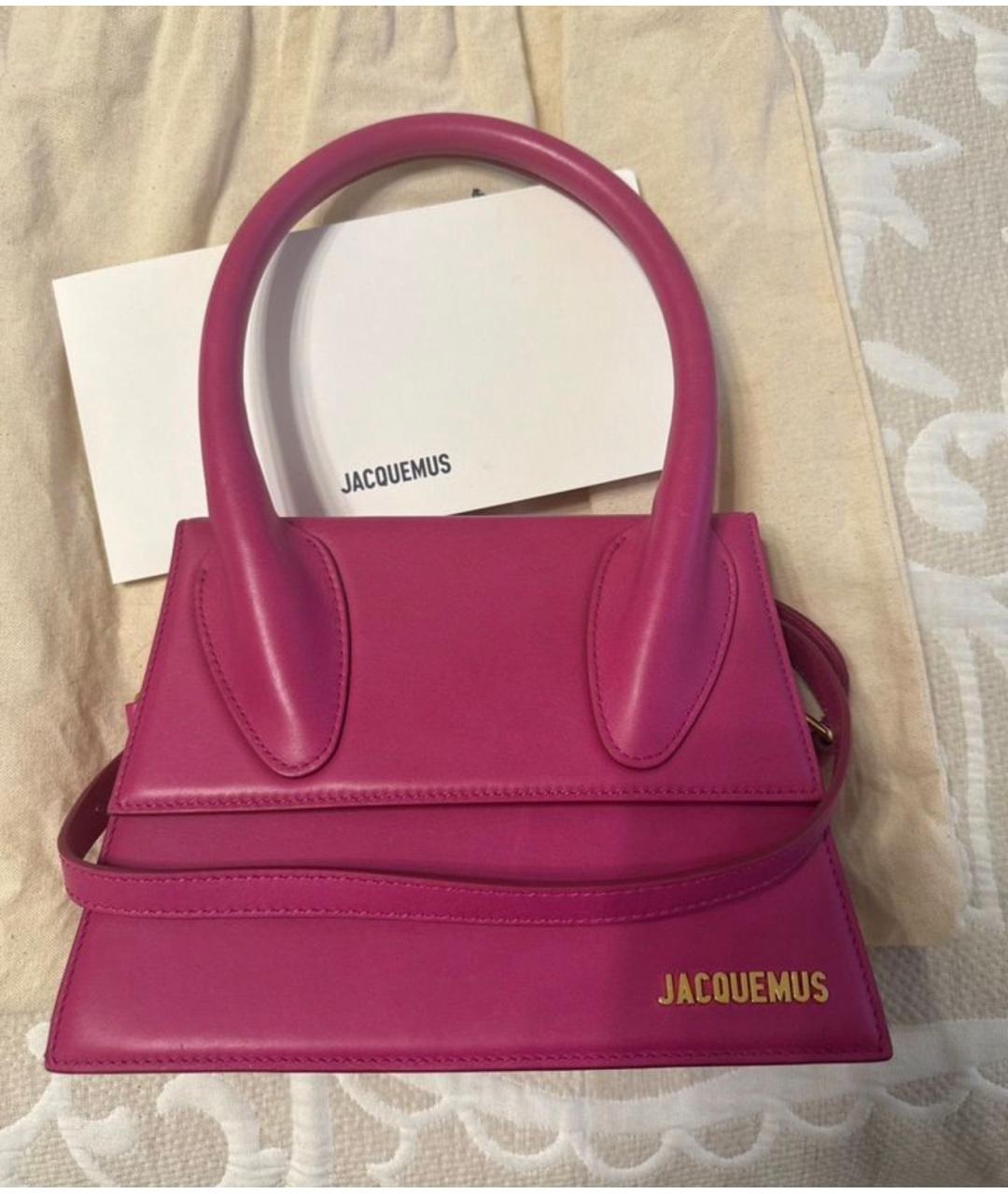 JACQUEMUS Розовая кожаная сумка через плечо, фото 5