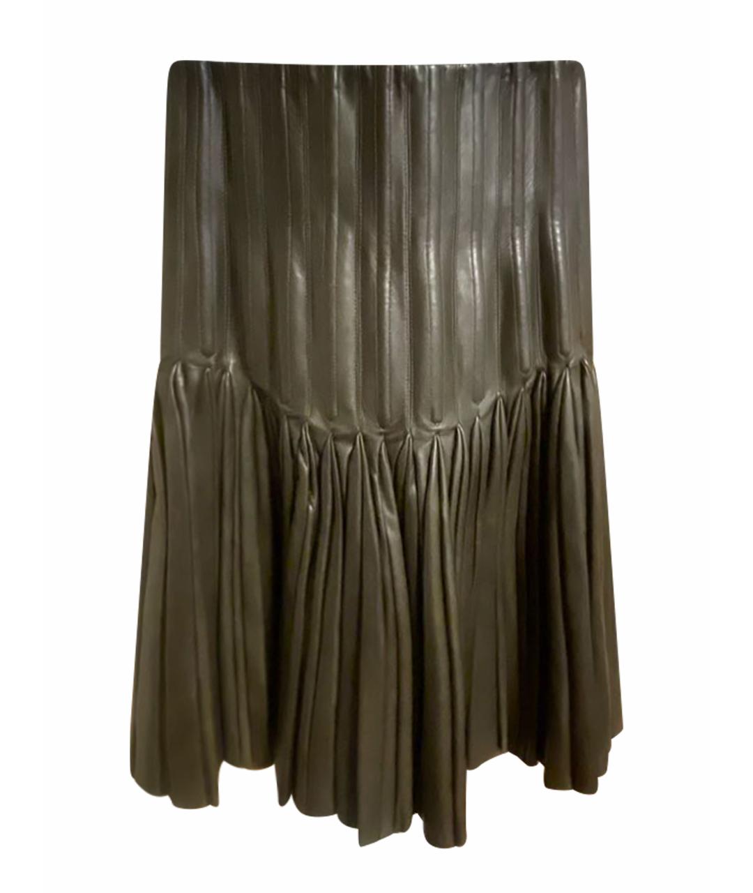 ALAIA Зеленая кожаная юбка миди, фото 1