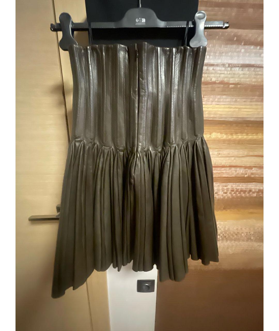 ALAIA Зеленая кожаная юбка миди, фото 2