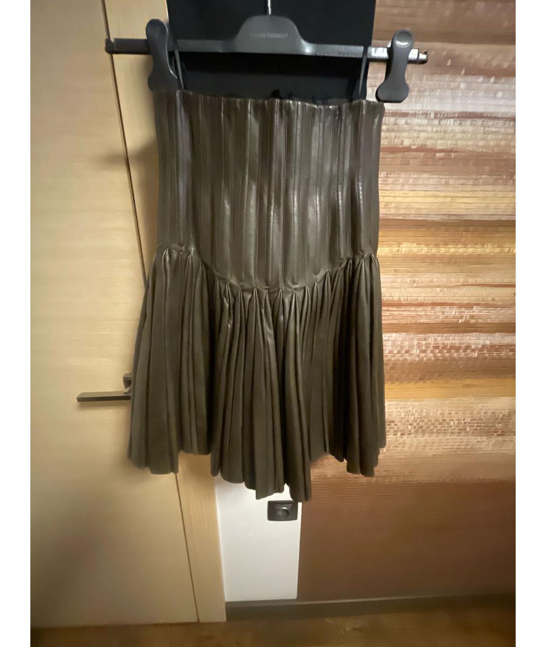 ALAIA Зеленая кожаная юбка миди, фото 5