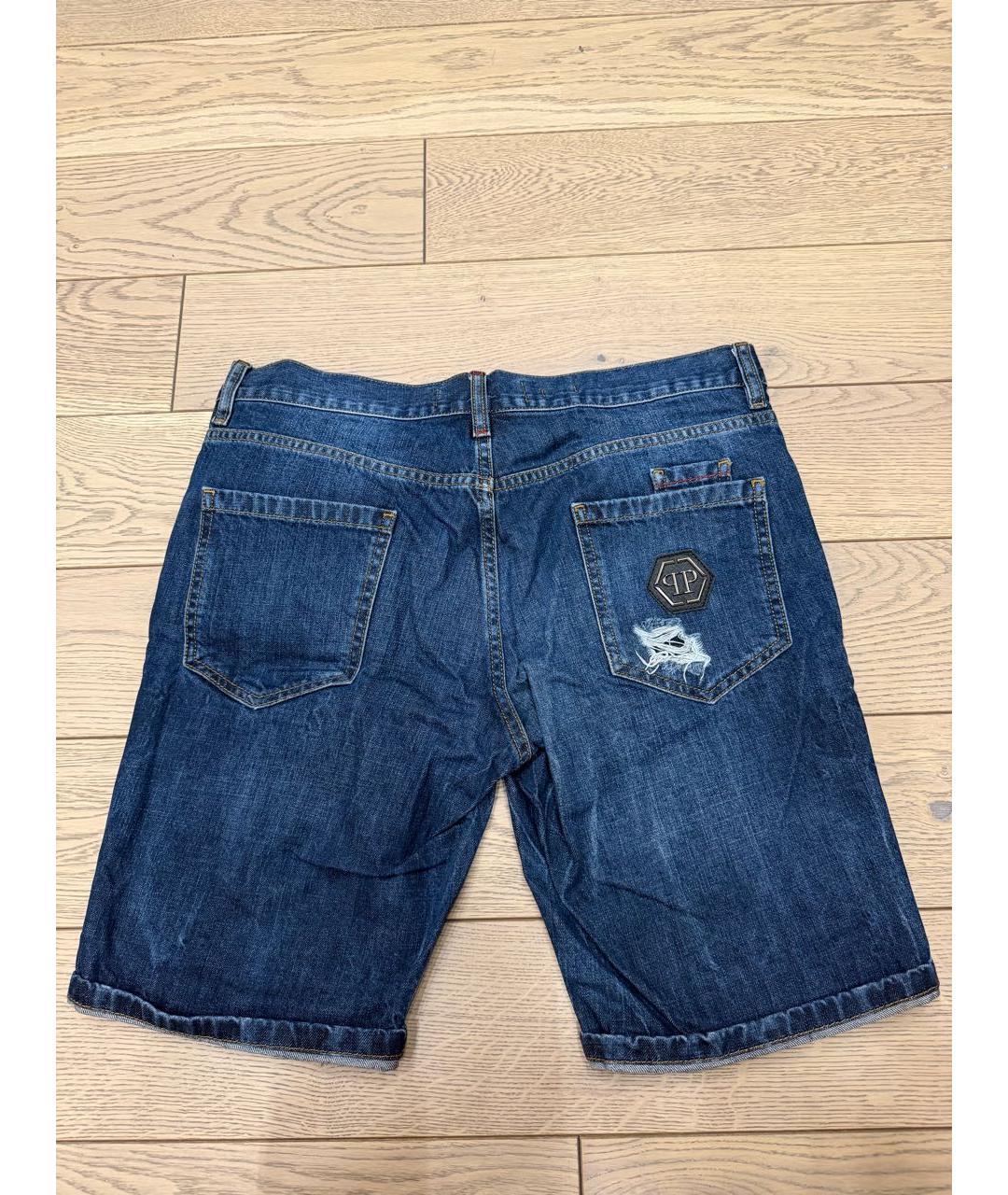 PHILIPP PLEIN Темно-синие хлопковые шорты, фото 3