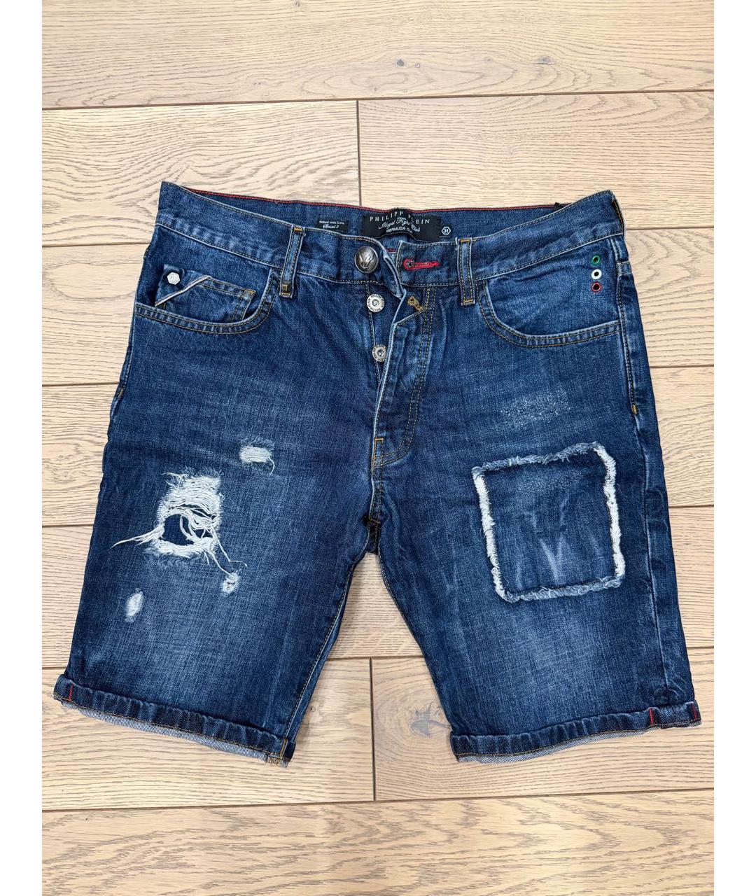 PHILIPP PLEIN Темно-синие хлопковые шорты, фото 7