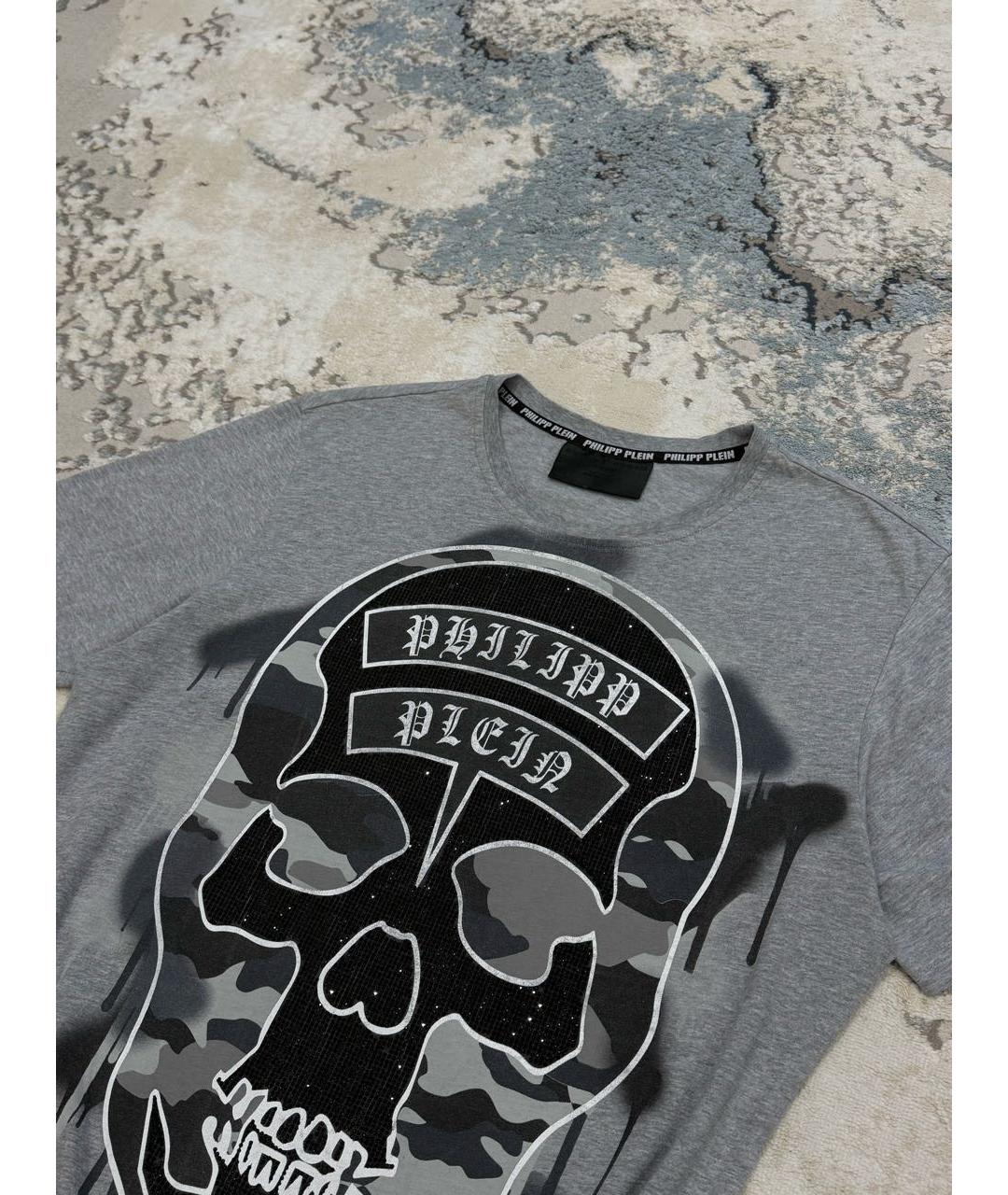 PHILIPP PLEIN Серая хлопковая футболка, фото 5