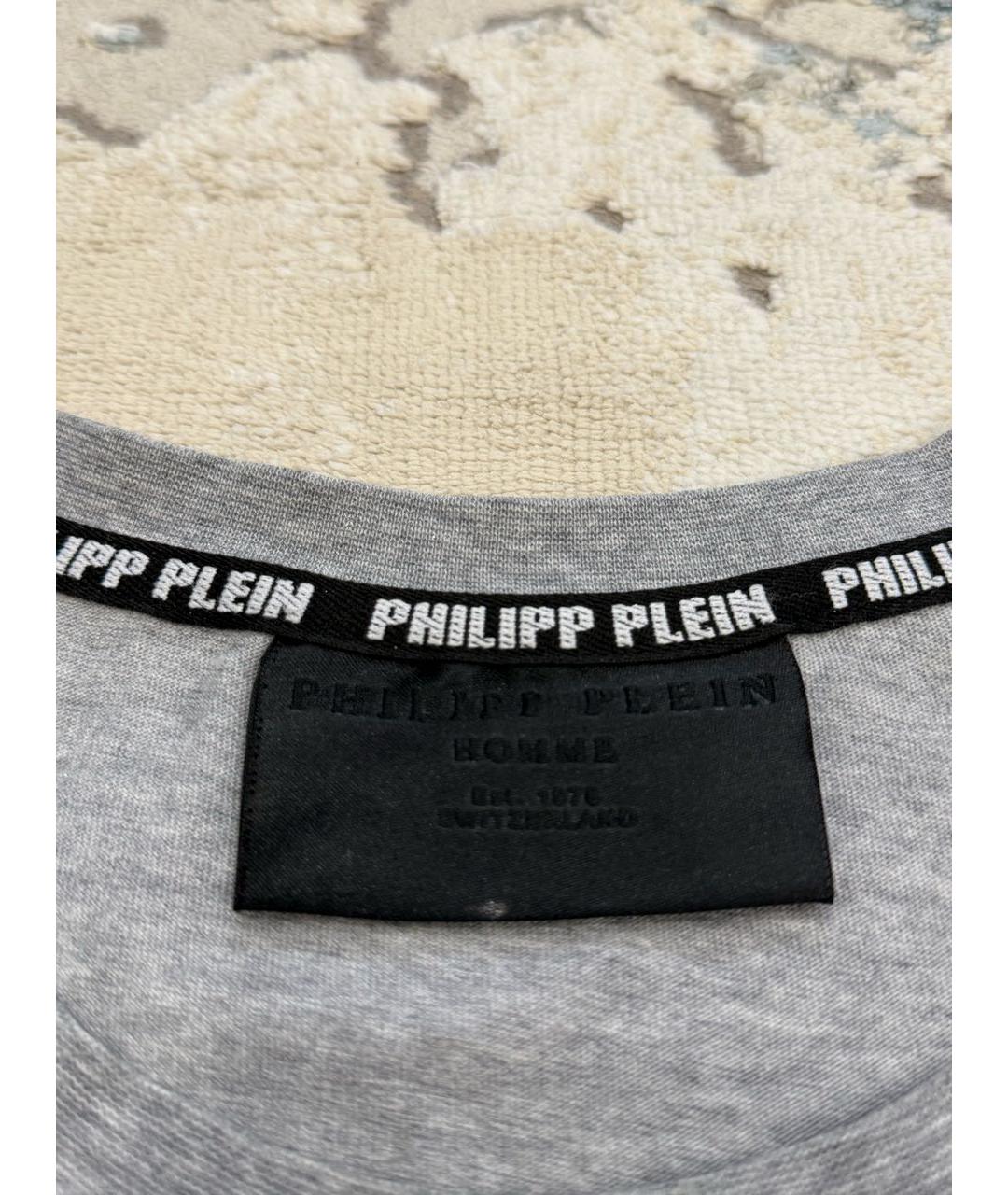 PHILIPP PLEIN Серая хлопковая футболка, фото 6