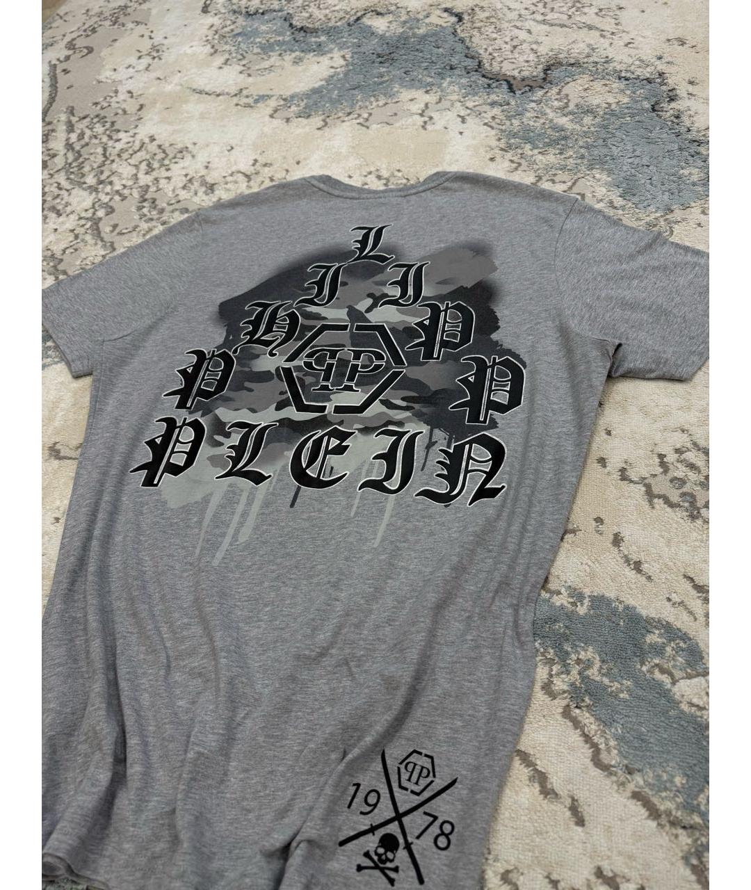 PHILIPP PLEIN Серая хлопковая футболка, фото 4
