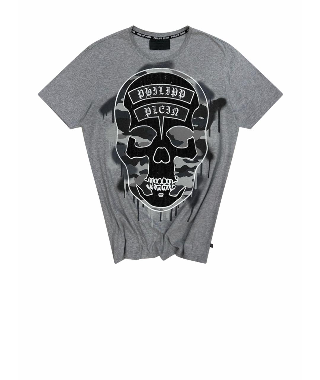 PHILIPP PLEIN Серая хлопковая футболка, фото 1