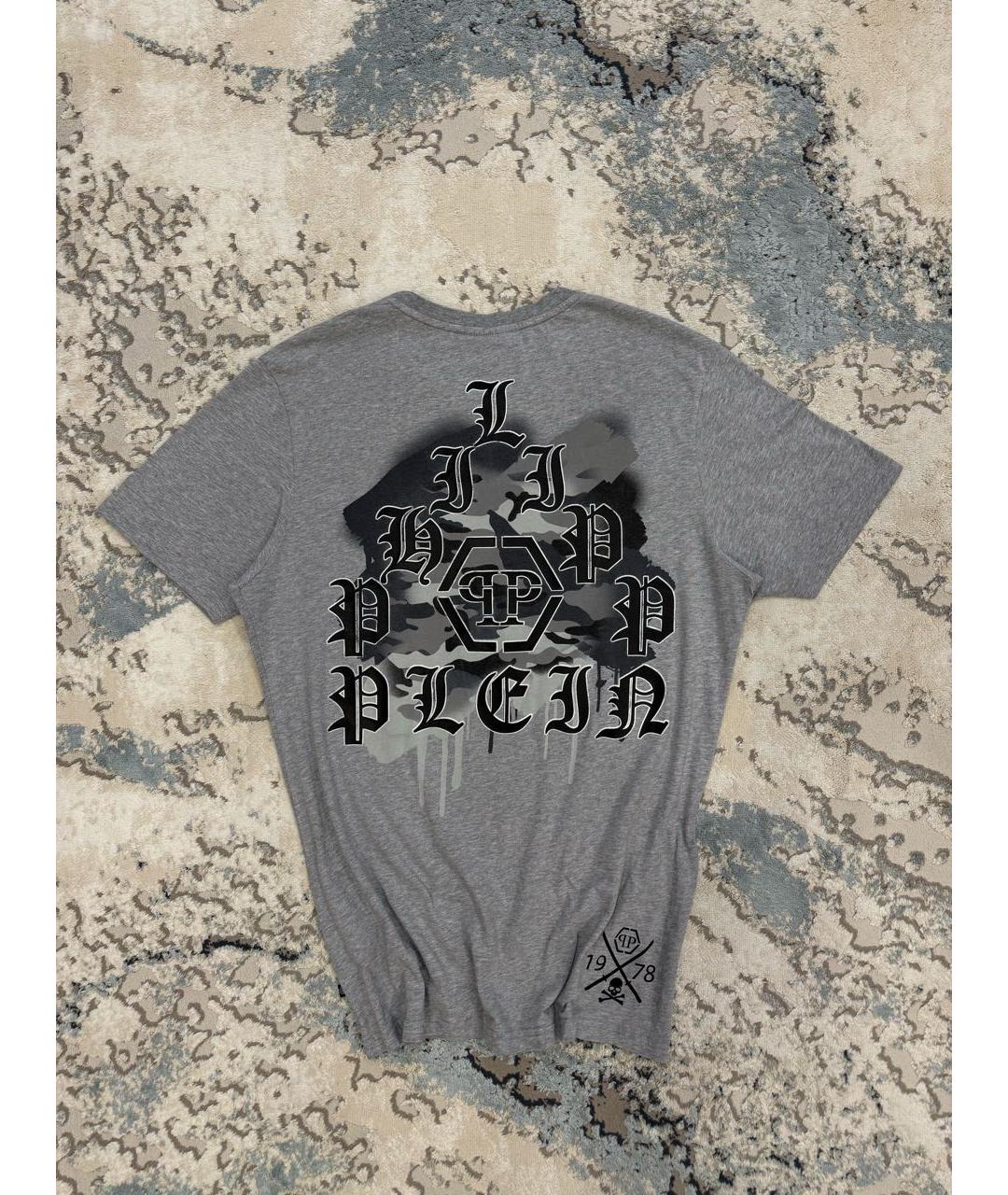 PHILIPP PLEIN Серая хлопковая футболка, фото 2