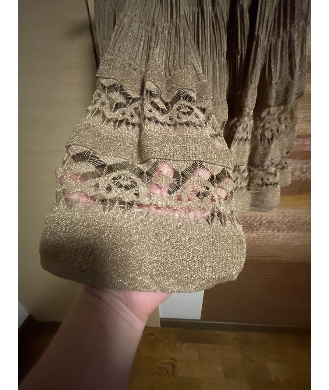 ALAIA Золотая полиамидовая юбка миди, фото 4