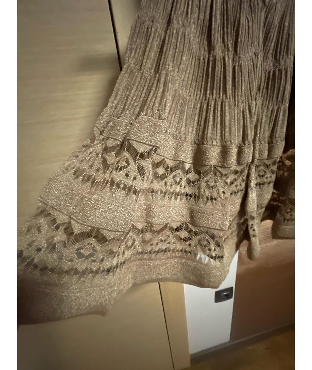 ALAIA Золотая полиамидовая юбка миди, фото 3