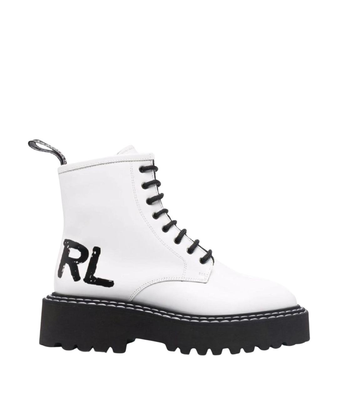 KARL LAGERFELD Белые кожаные ботинки, фото 1