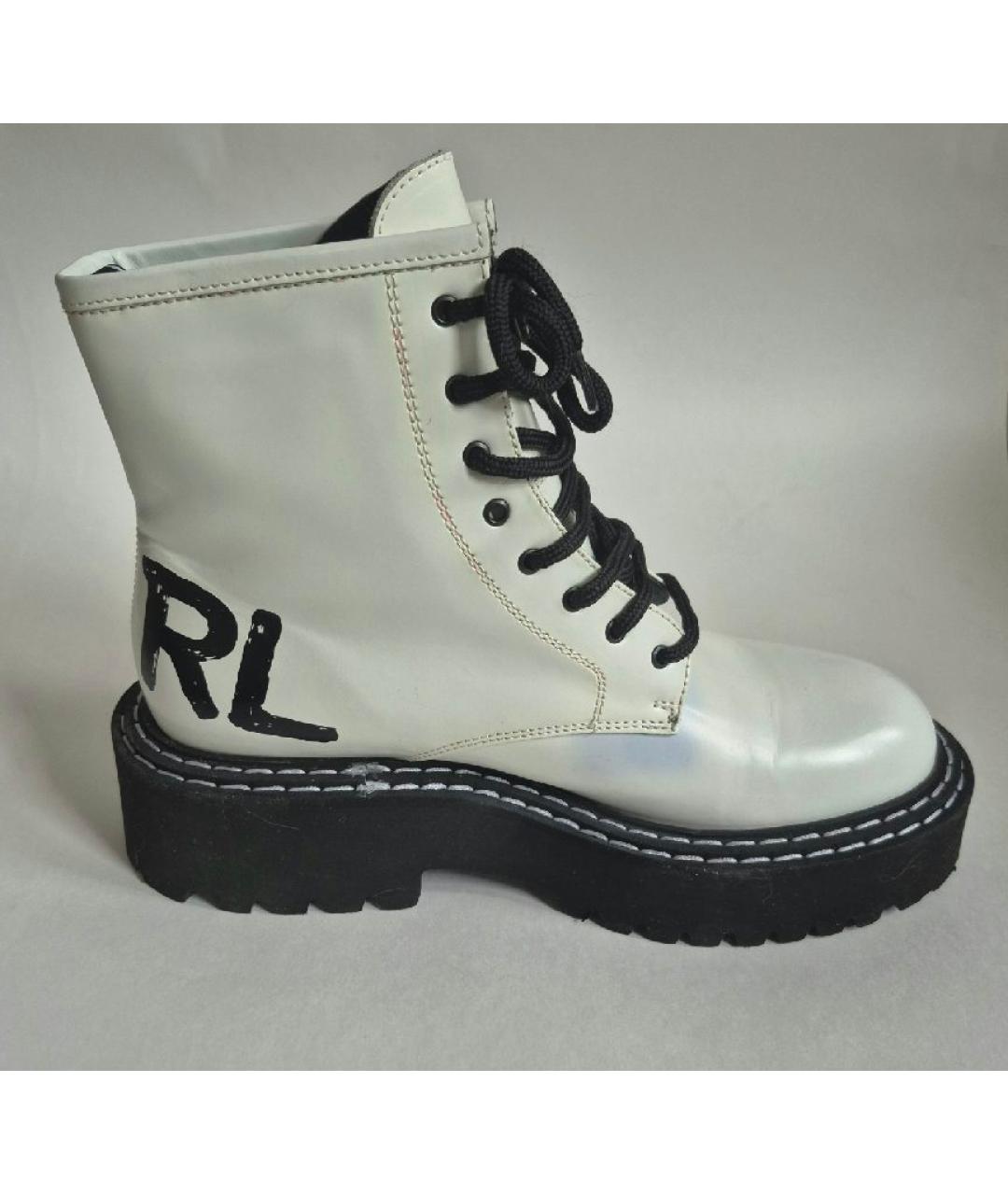 KARL LAGERFELD Белые кожаные ботинки, фото 5