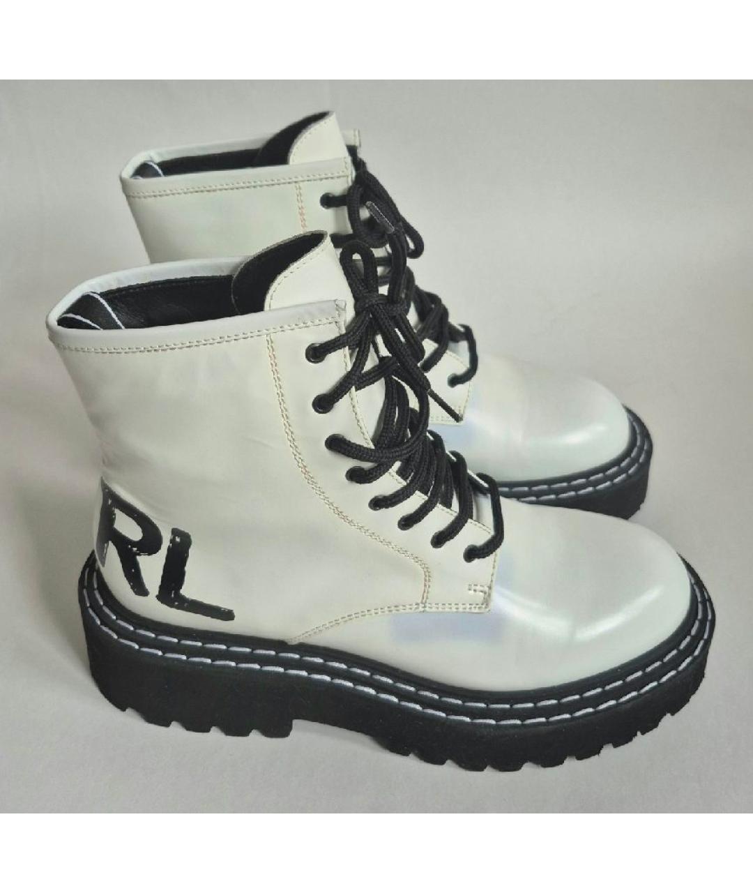 KARL LAGERFELD Белые кожаные ботинки, фото 2