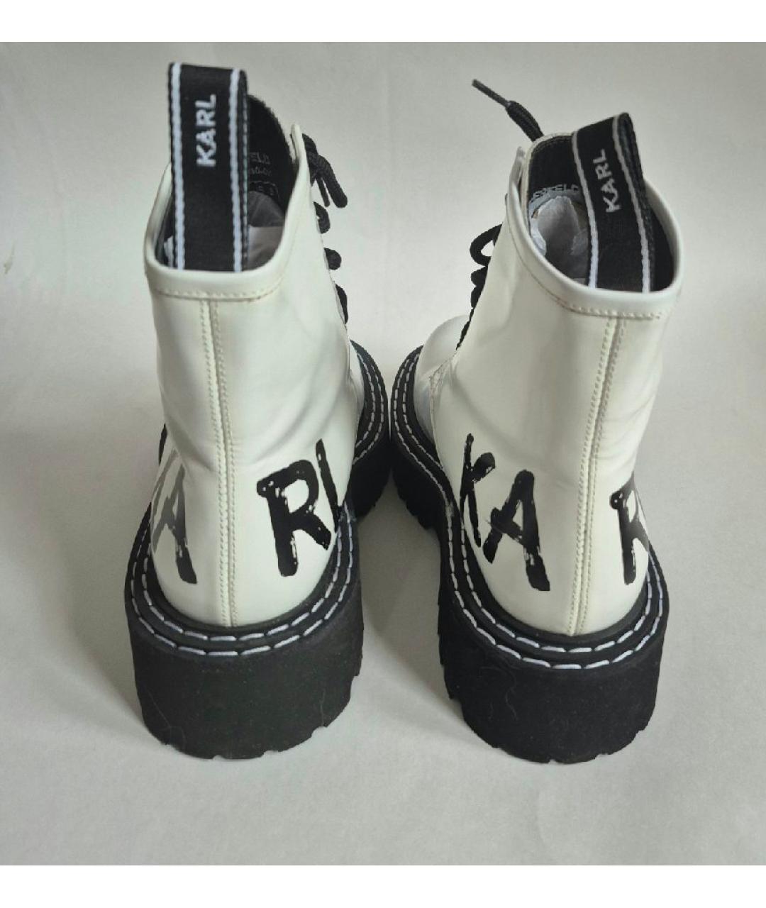 KARL LAGERFELD Белые кожаные ботинки, фото 3