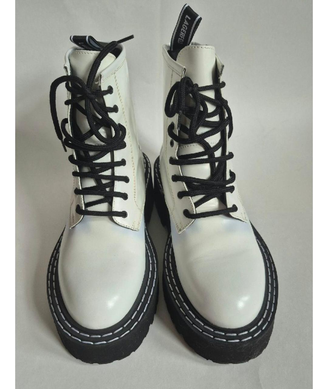 KARL LAGERFELD Белые кожаные ботинки, фото 4