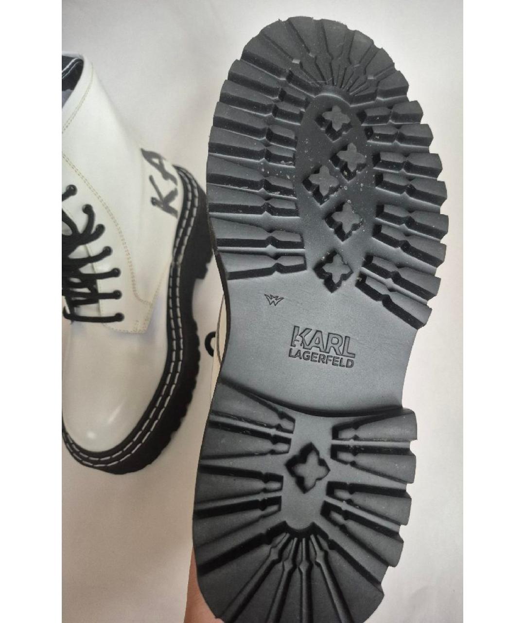 KARL LAGERFELD Белые кожаные ботинки, фото 7