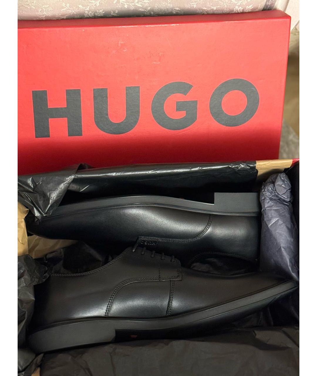 HUGO Черные кожаные туфли, фото 8