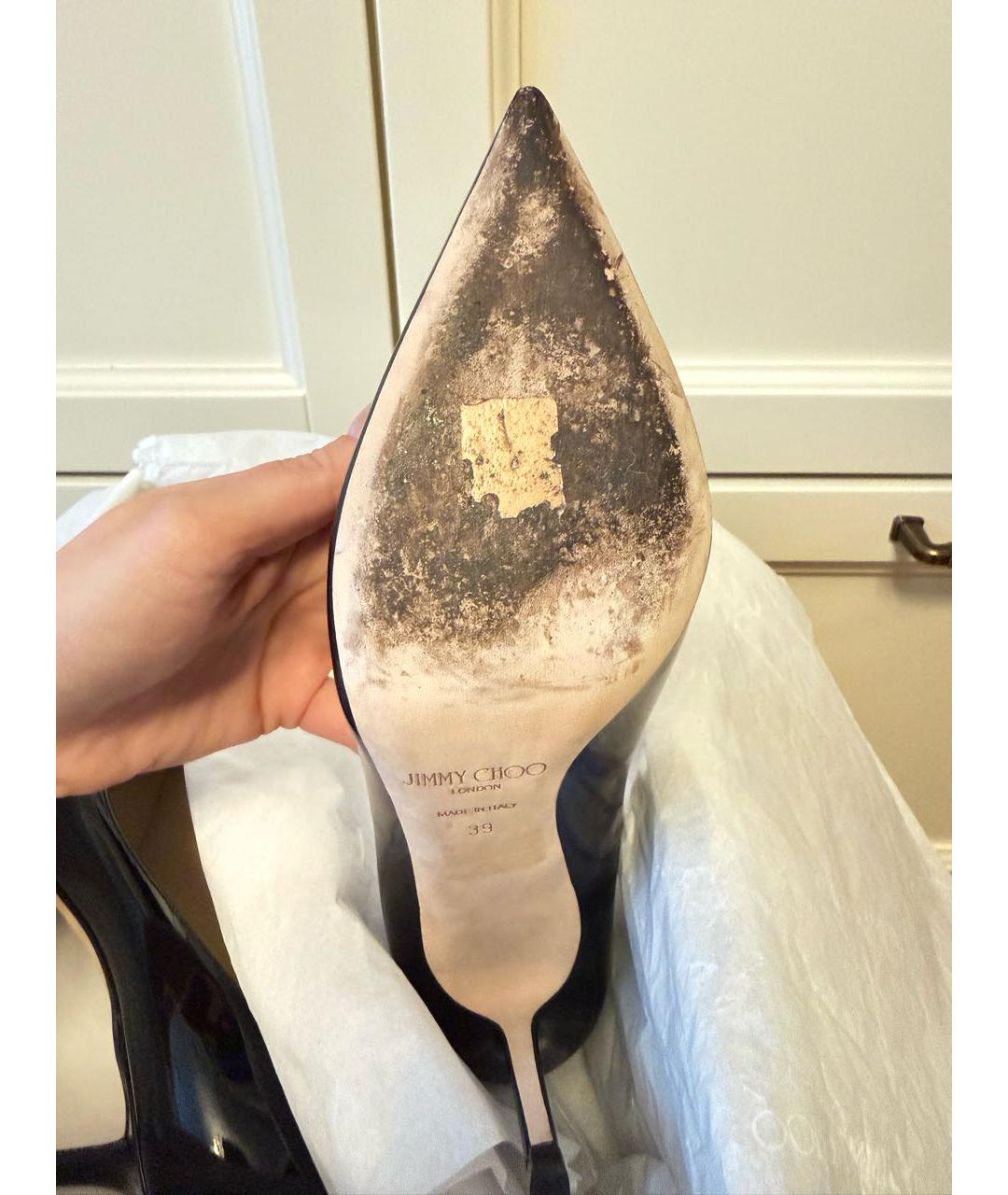 JIMMY CHOO Черные туфли из лакированной кожи, фото 5