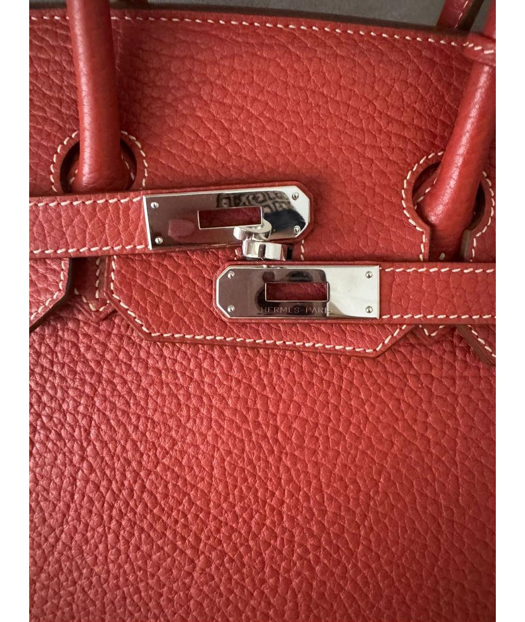 HERMES Красная кожаная сумка с короткими ручками, фото 5