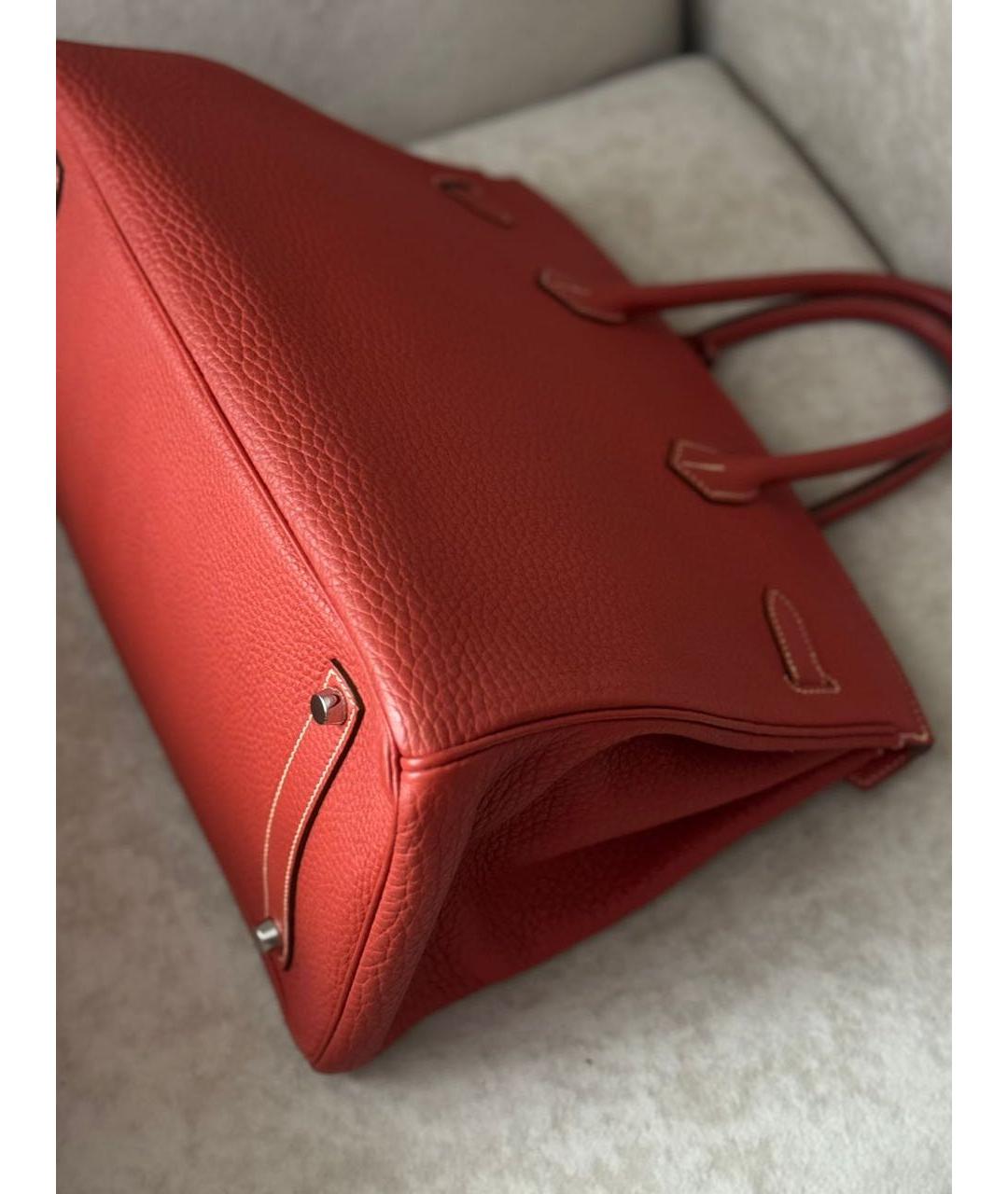 HERMES Красная кожаная сумка с короткими ручками, фото 3