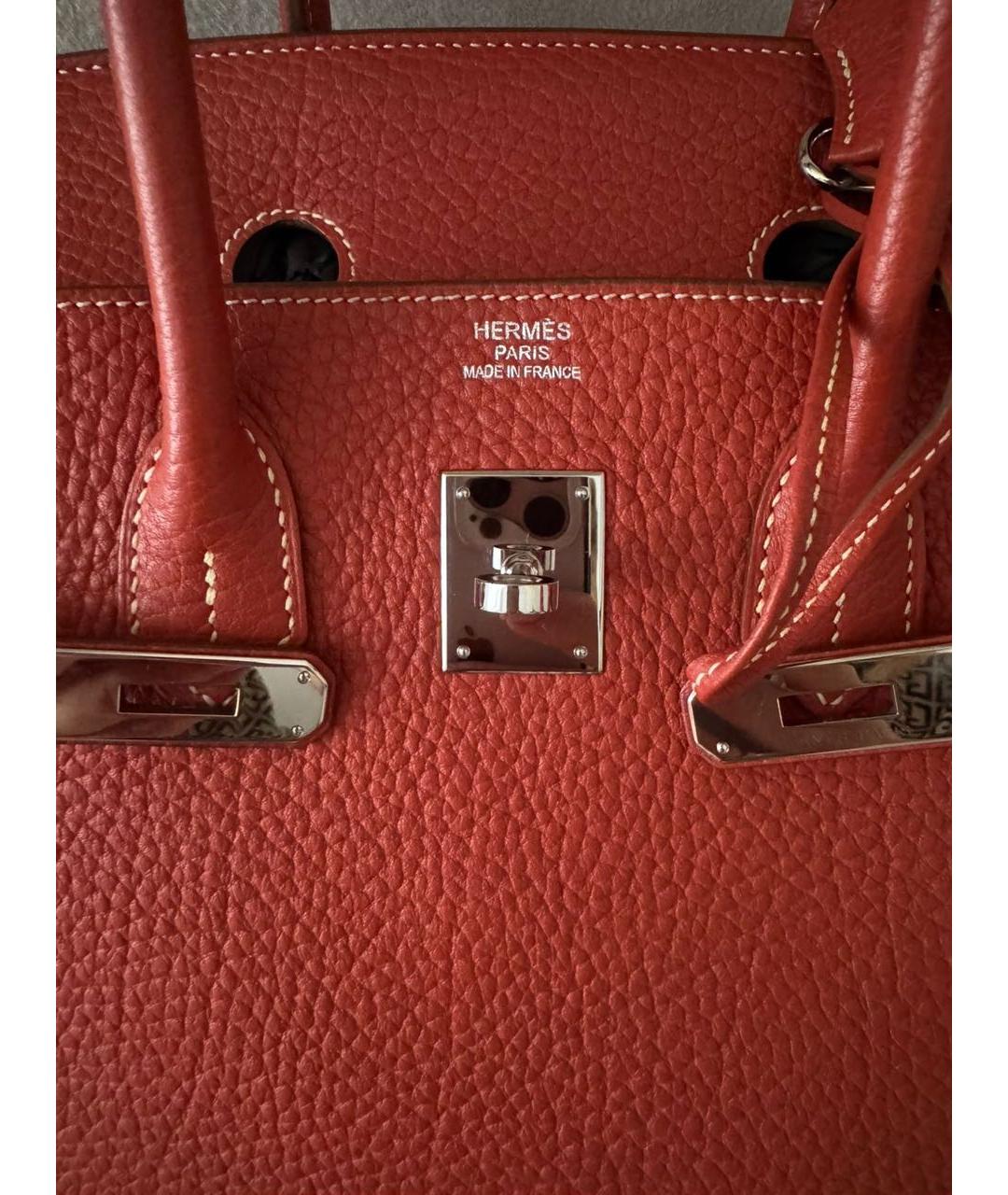 HERMES Красная кожаная сумка с короткими ручками, фото 6
