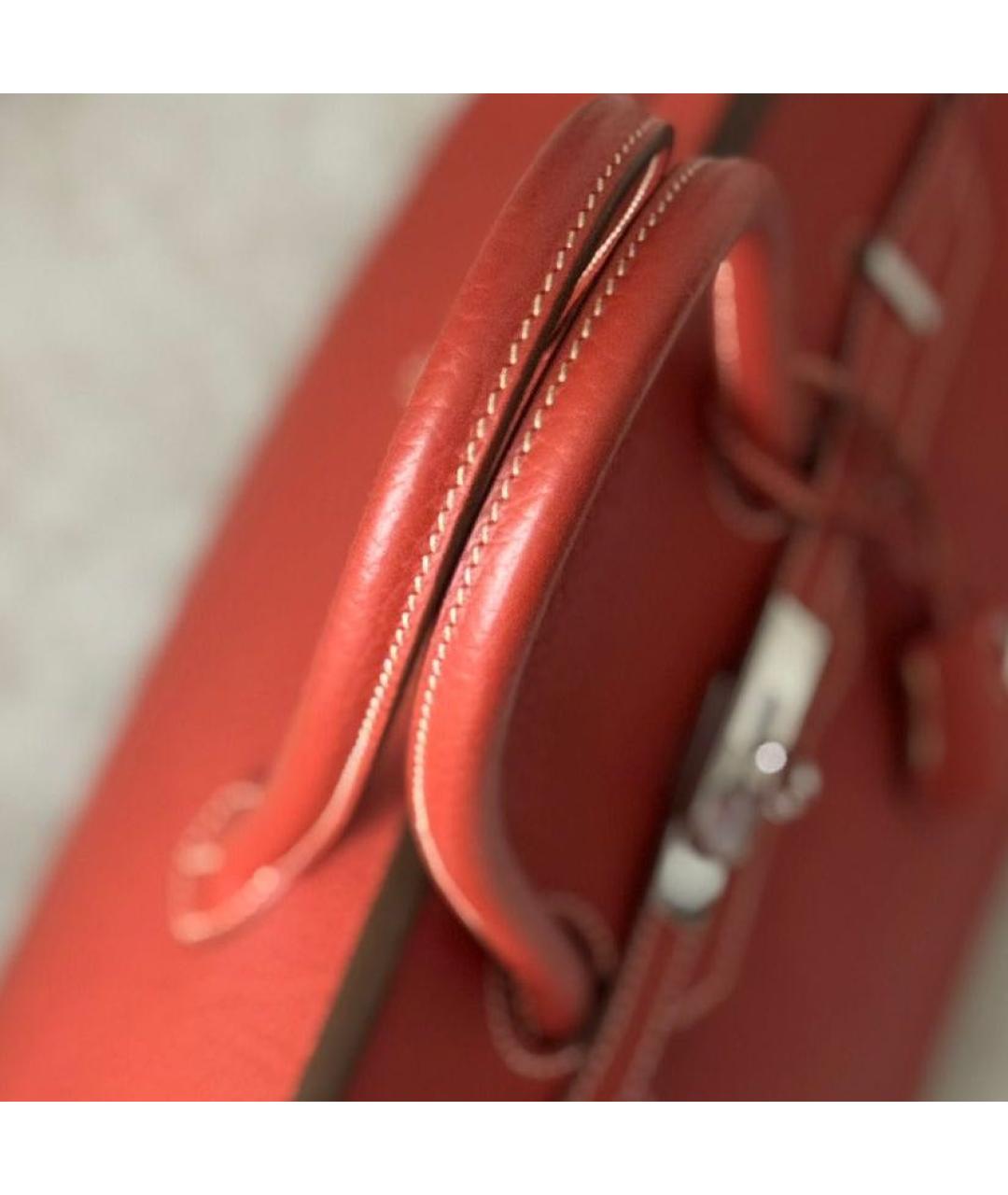 HERMES Красная кожаная сумка с короткими ручками, фото 8