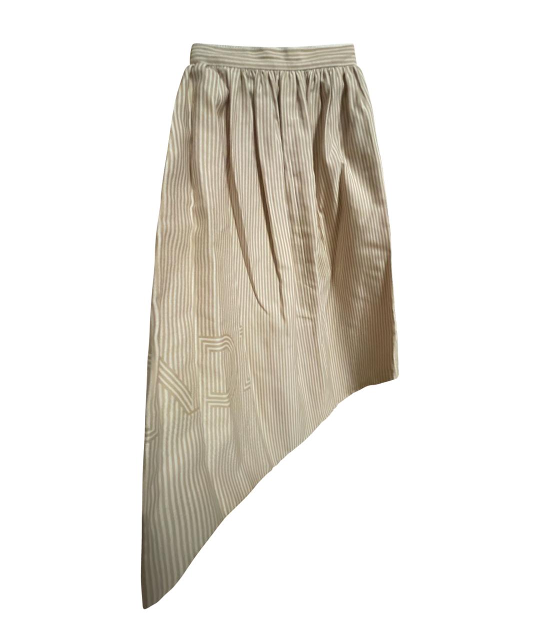 FENDI Бежевая хлопковая юбка миди, фото 1