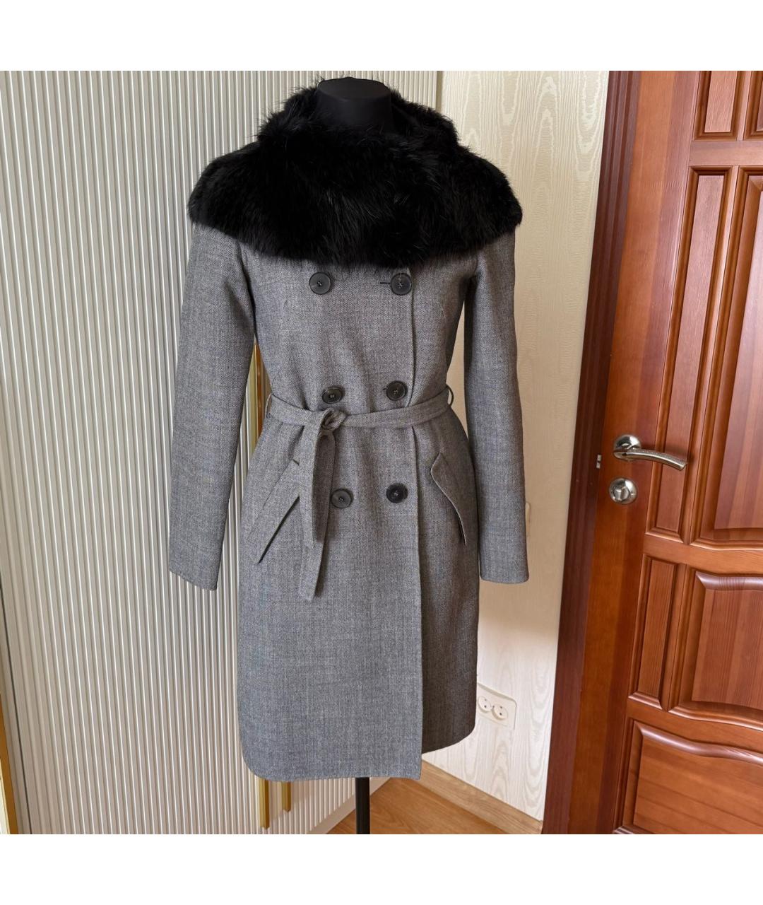 MALO Серое шерстяное пальто, фото 8