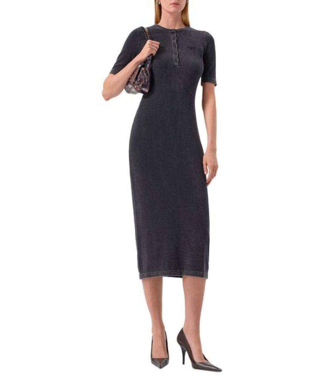 DIESEL Черное хлопковое повседневное платье, фото 2