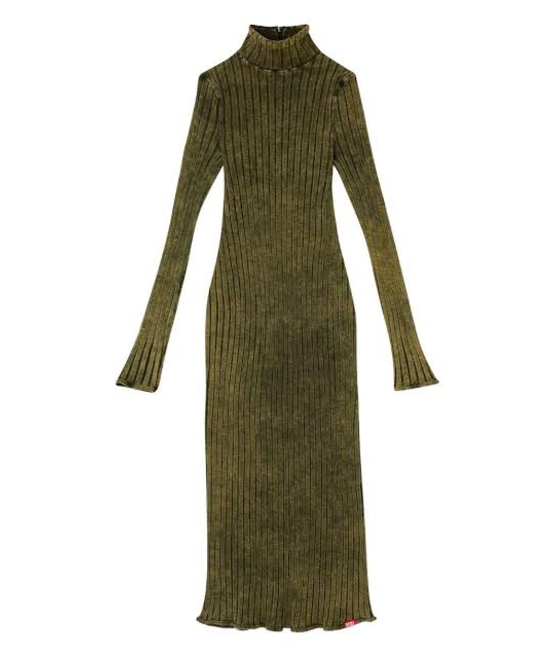 DIESEL Хаки хлопковое повседневное платье, фото 1