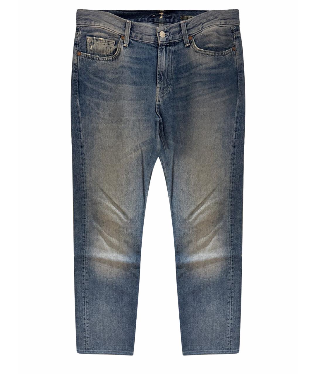 7 FOR ALL MANKIND Синие хлопковые прямые джинсы, фото 1