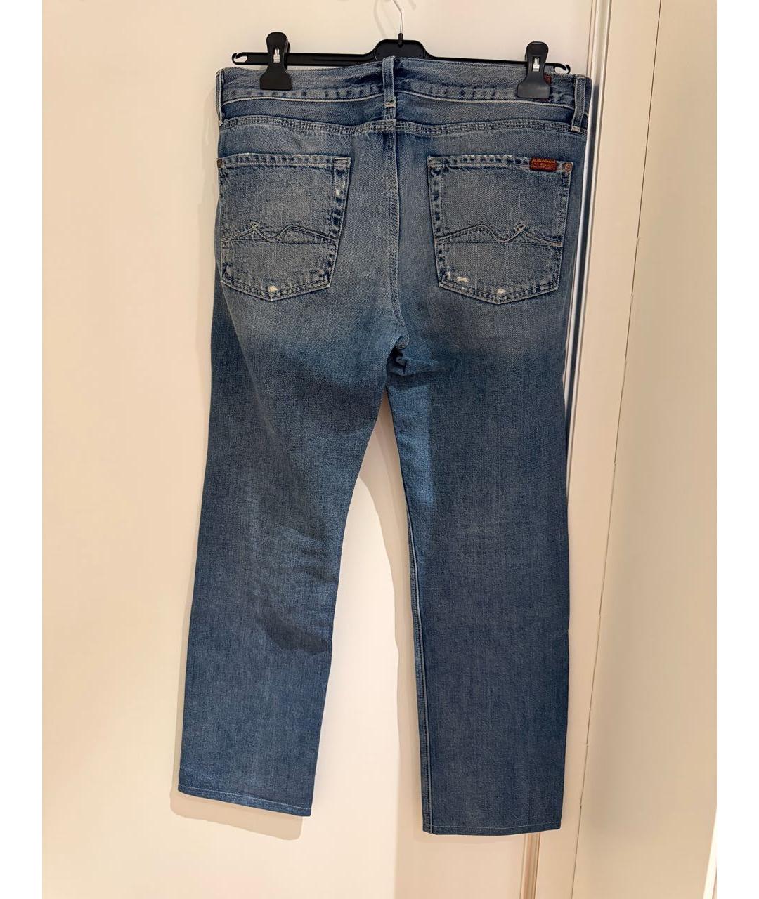 7 FOR ALL MANKIND Синие хлопковые прямые джинсы, фото 2