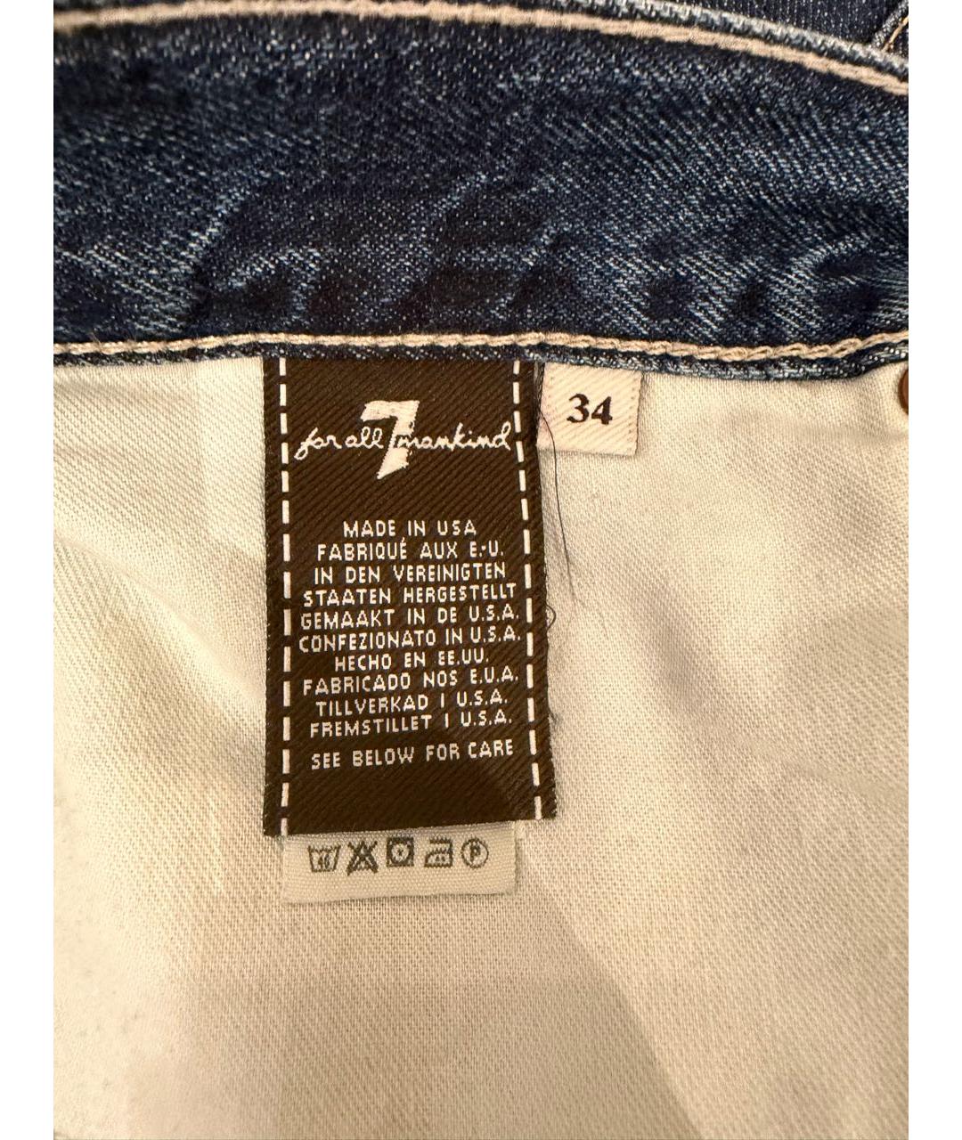 7 FOR ALL MANKIND Синие хлопковые прямые джинсы, фото 5